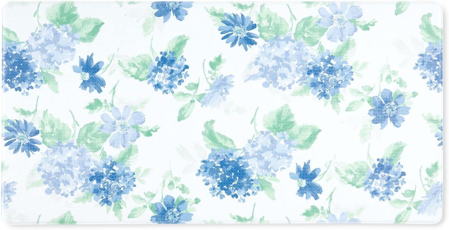imageMartha Stewart Amber Floral Daisy Stripe Reverisble Water Resistant Kitchen Mat BluePurple 20quotx30quotBluePurpleGreen