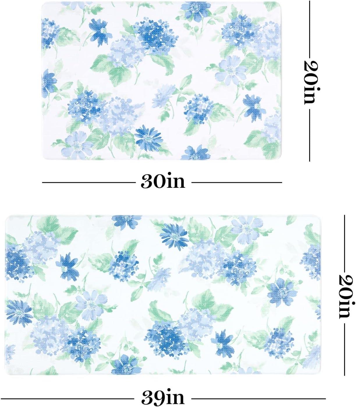 imageMartha Stewart Amber Floral Daisy Stripe Reverisble Water Resistant Kitchen Mat BluePurple 20quotx30quotBluePurpleGreen