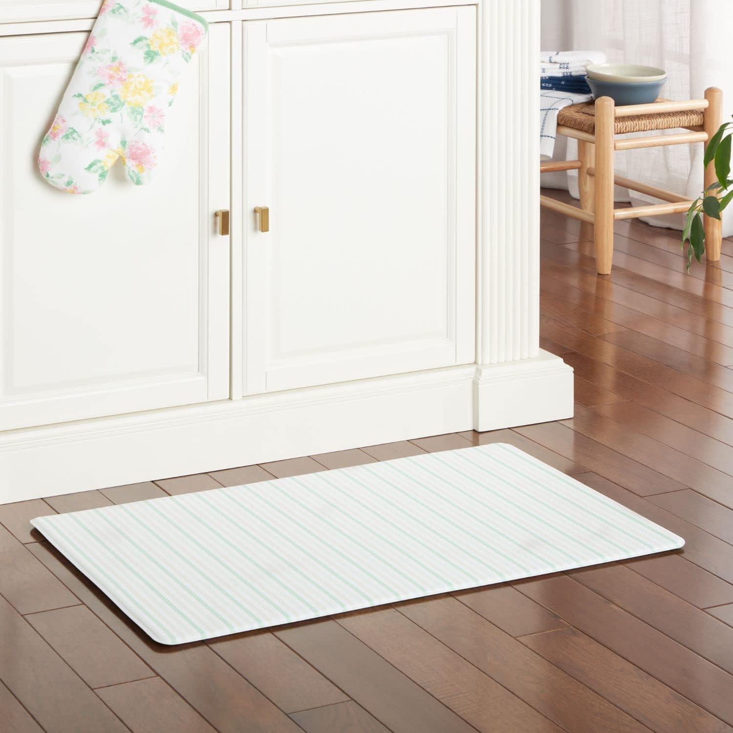 imageMartha Stewart Amber Floral Daisy Stripe Reverisble Water Resistant Kitchen Mat BluePurple 20quotx30quotPinkYellowGreen