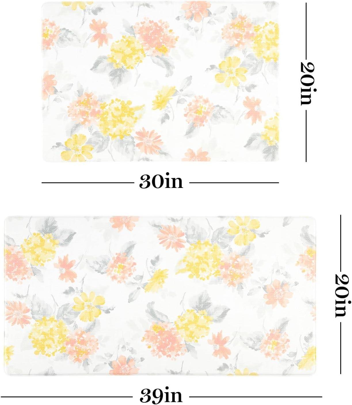 imageMartha Stewart Amber Floral Daisy Stripe Reverisble Water Resistant Kitchen Mat BluePurple 20quotx30quotYellowCoralGrey