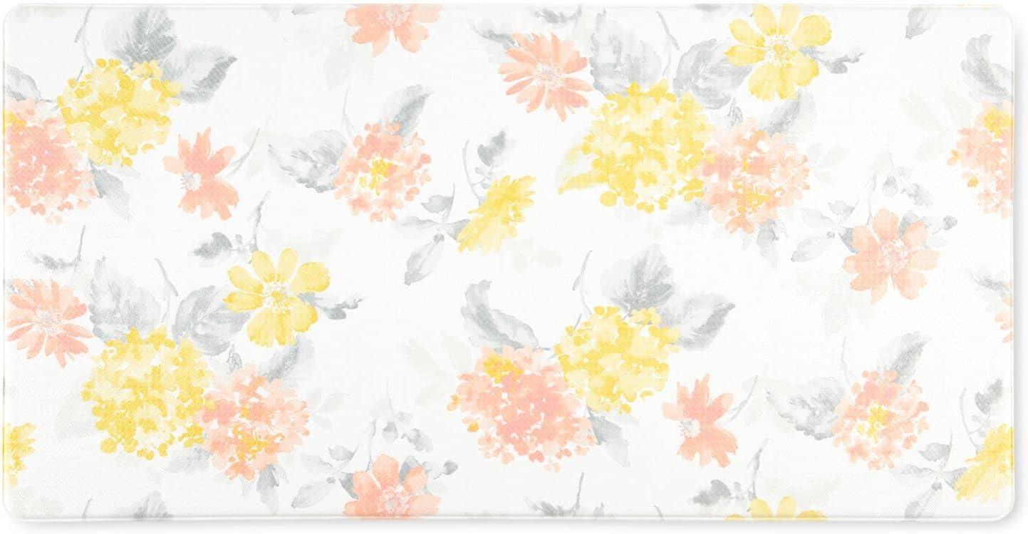 imageMartha Stewart Amber Floral Daisy Stripe Reverisble Water Resistant Kitchen Mat BluePurple 20quotx30quotYellowCoralGrey