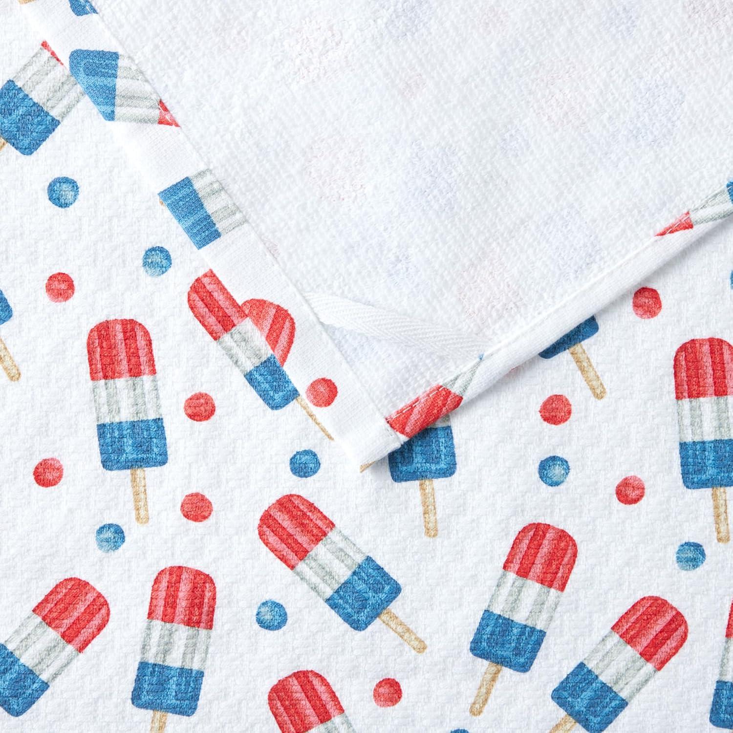 imageMartha Stewart Americana Stripesicle Ice Pop Holiday Kitchen Towels 3Pack Set 100 Cotton Absorbent Patriotic USA America Decor RedWhiteBlue 16quotx28quot