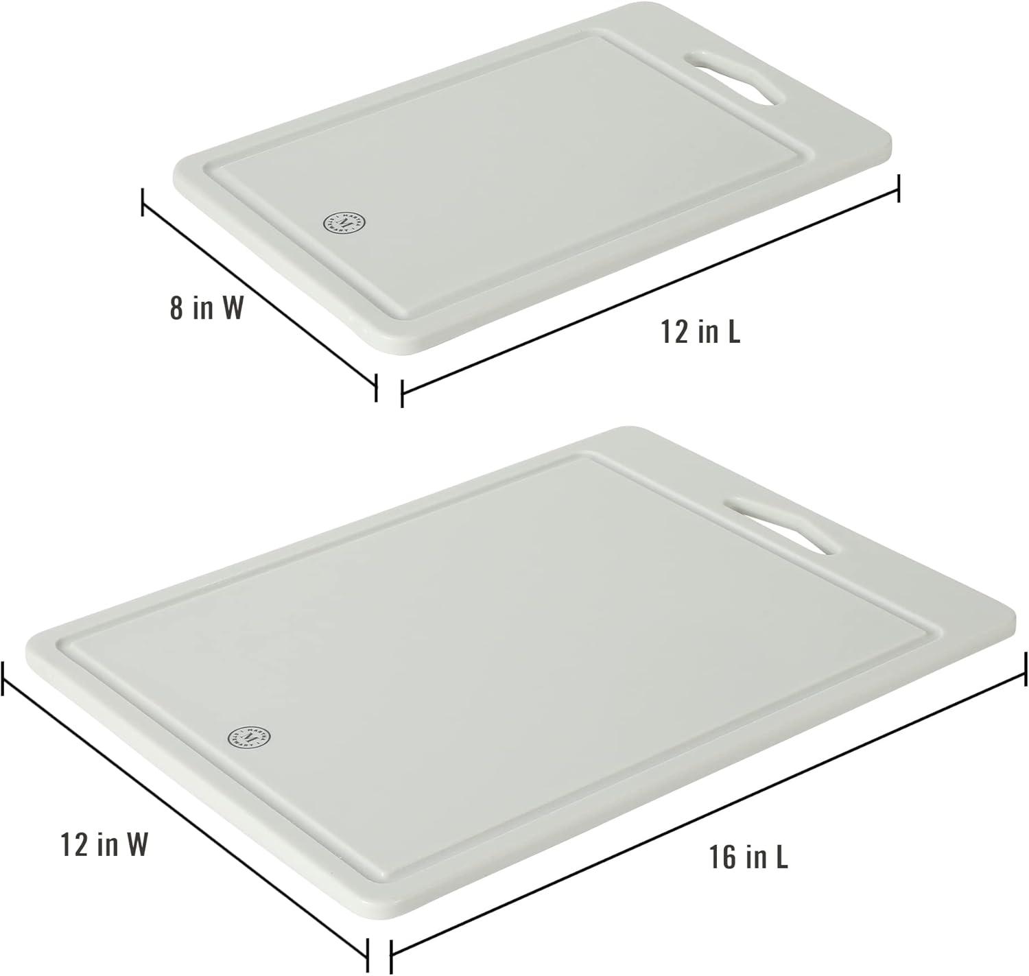 imageMartha Stewart Bpa Free Plastic Cutting Board 2pc Set 16quot x 12quot and 12quot x 8quot  Grey  Dishwasher SafeGray