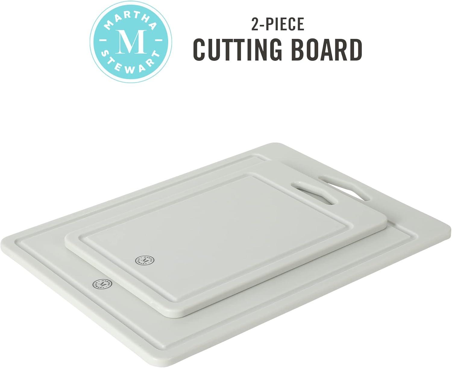 imageMartha Stewart Bpa Free Plastic Cutting Board 2pc Set 16quot x 12quot and 12quot x 8quot  Grey  Dishwasher SafeGray