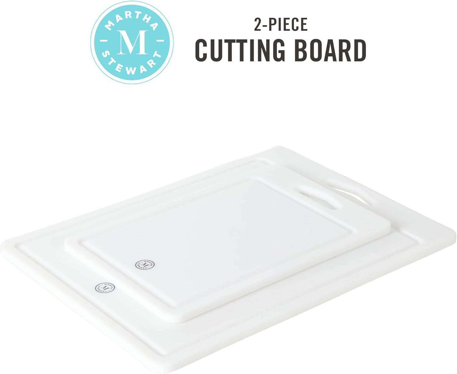 imageMartha Stewart Bpa Free Plastic Cutting Board 2pc Set 16quot x 12quot and 12quot x 8quot  Grey  Dishwasher SafeLinen