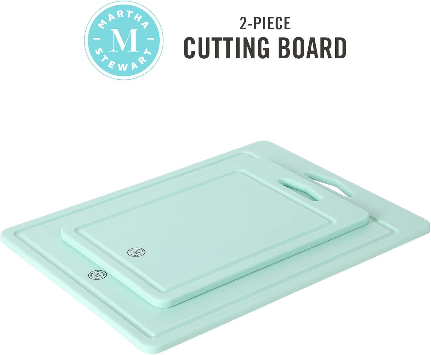 imageMartha Stewart Bpa Free Plastic Cutting Board 2pc Set 16quot x 12quot and 12quot x 8quot  Grey  Dishwasher SafeMartha Blue