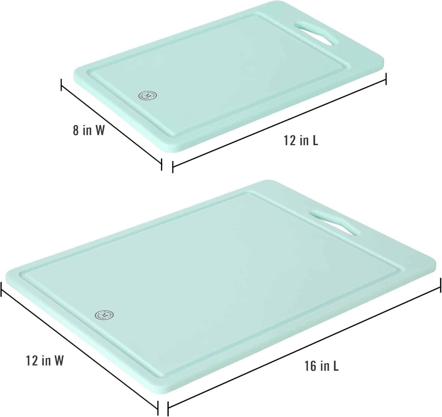 imageMartha Stewart Bpa Free Plastic Cutting Board 2pc Set 16quot x 12quot and 12quot x 8quot  Grey  Dishwasher SafeMartha Blue