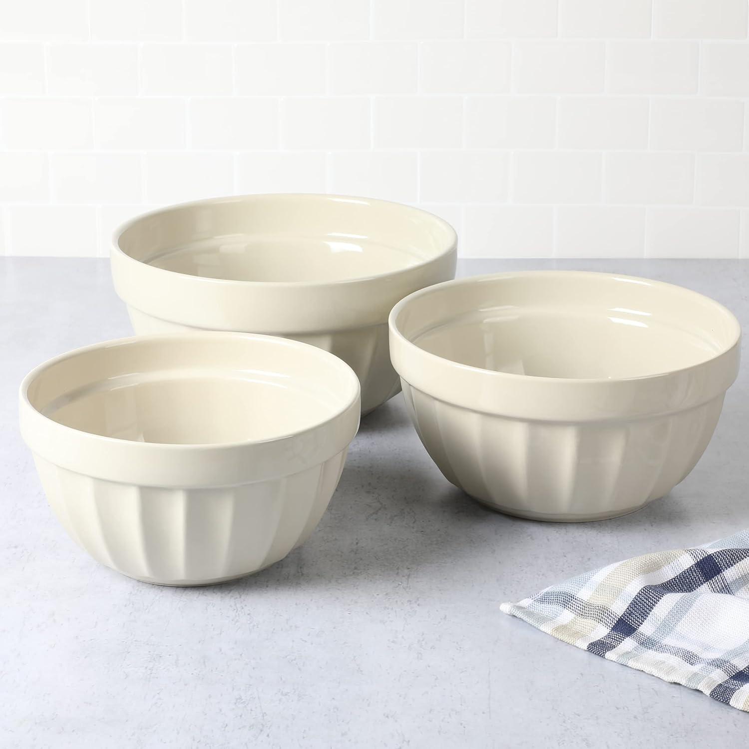 imageMartha Stewart Broadbrook 3 Piece 4 Qt 28 Qt 21 Qt Stoneware Bowl Set Sharkey Grey