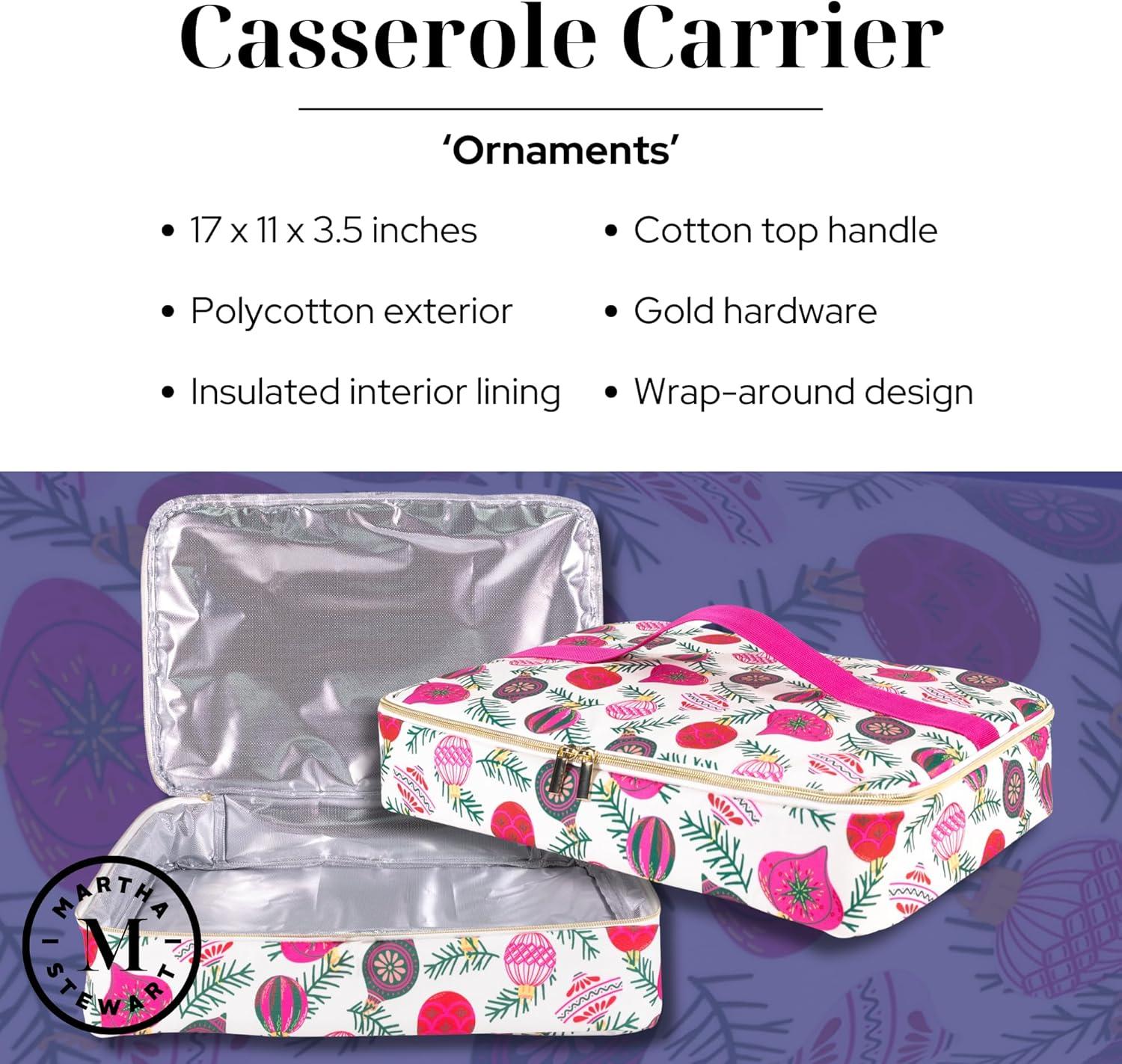 imageMartha Stewart Casserole Carrier for Hot or Cold Food Fits 115 x 165 Dish Insulated Food Carrier for Picnics Cookouts and Potlucks Ornaments