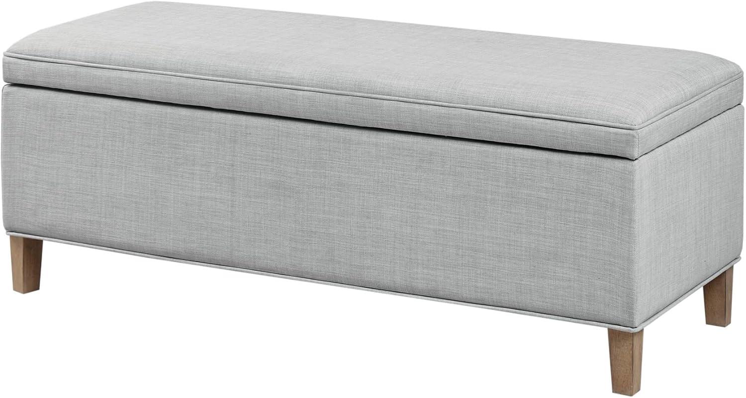 imageMartha Stewart Caymus Rectangular Storage Ottoman Bench Upholstered Textured Fabric Soft Hinge Pipped Edges with Solid Wood Legs Accent Furniture for Bedroom Dcor Easy to Assemble  Light Grey