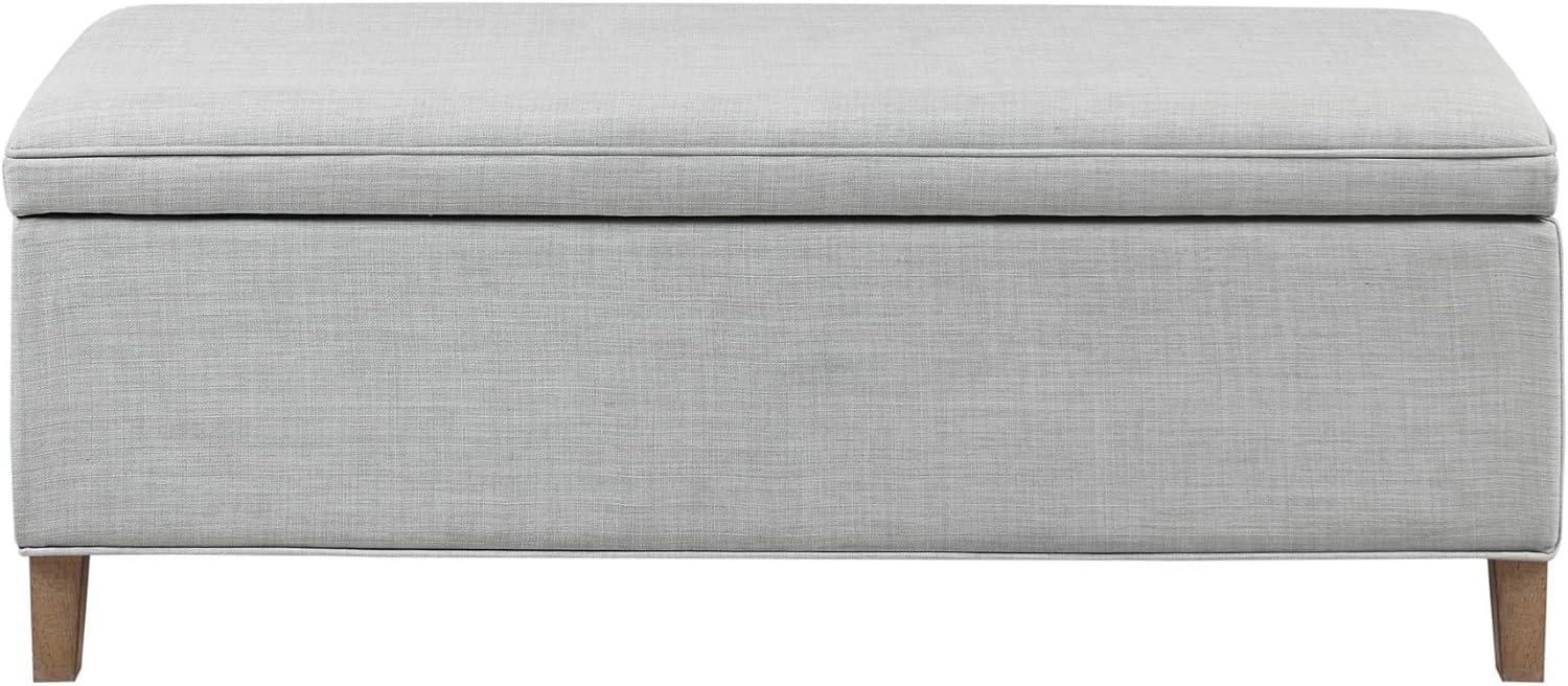 imageMartha Stewart Caymus Rectangular Storage Ottoman Bench Upholstered Textured Fabric Soft Hinge Pipped Edges with Solid Wood Legs Accent Furniture for Bedroom Dcor Easy to Assemble  Light Grey