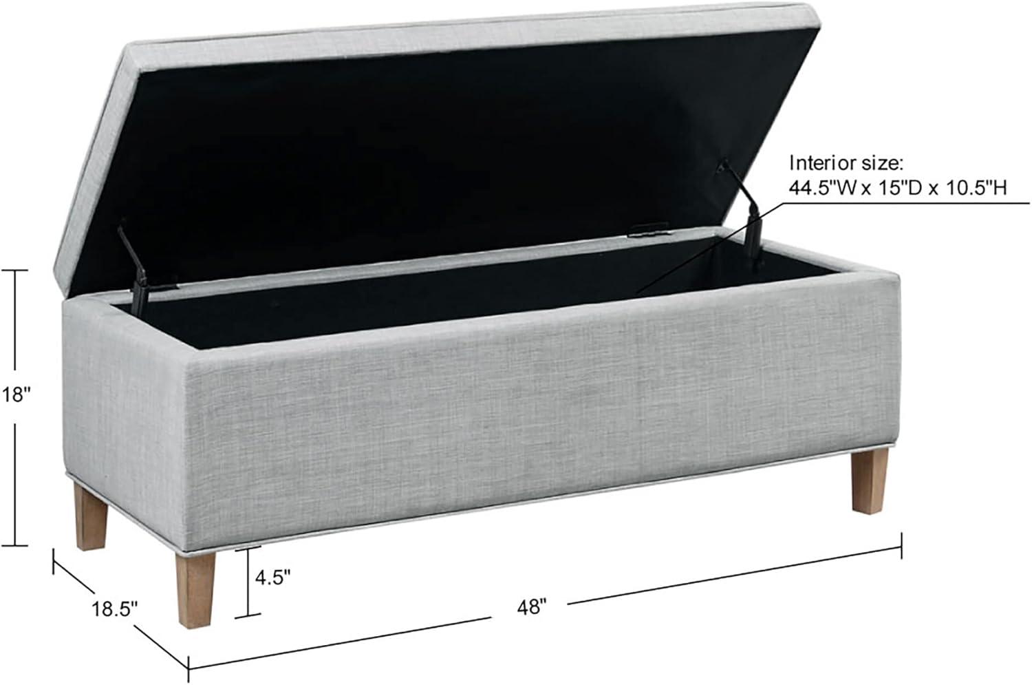 imageMartha Stewart Caymus Rectangular Storage Ottoman Bench Upholstered Textured Fabric Soft Hinge Pipped Edges with Solid Wood Legs Accent Furniture for Bedroom Dcor Easy to Assemble  Light Grey