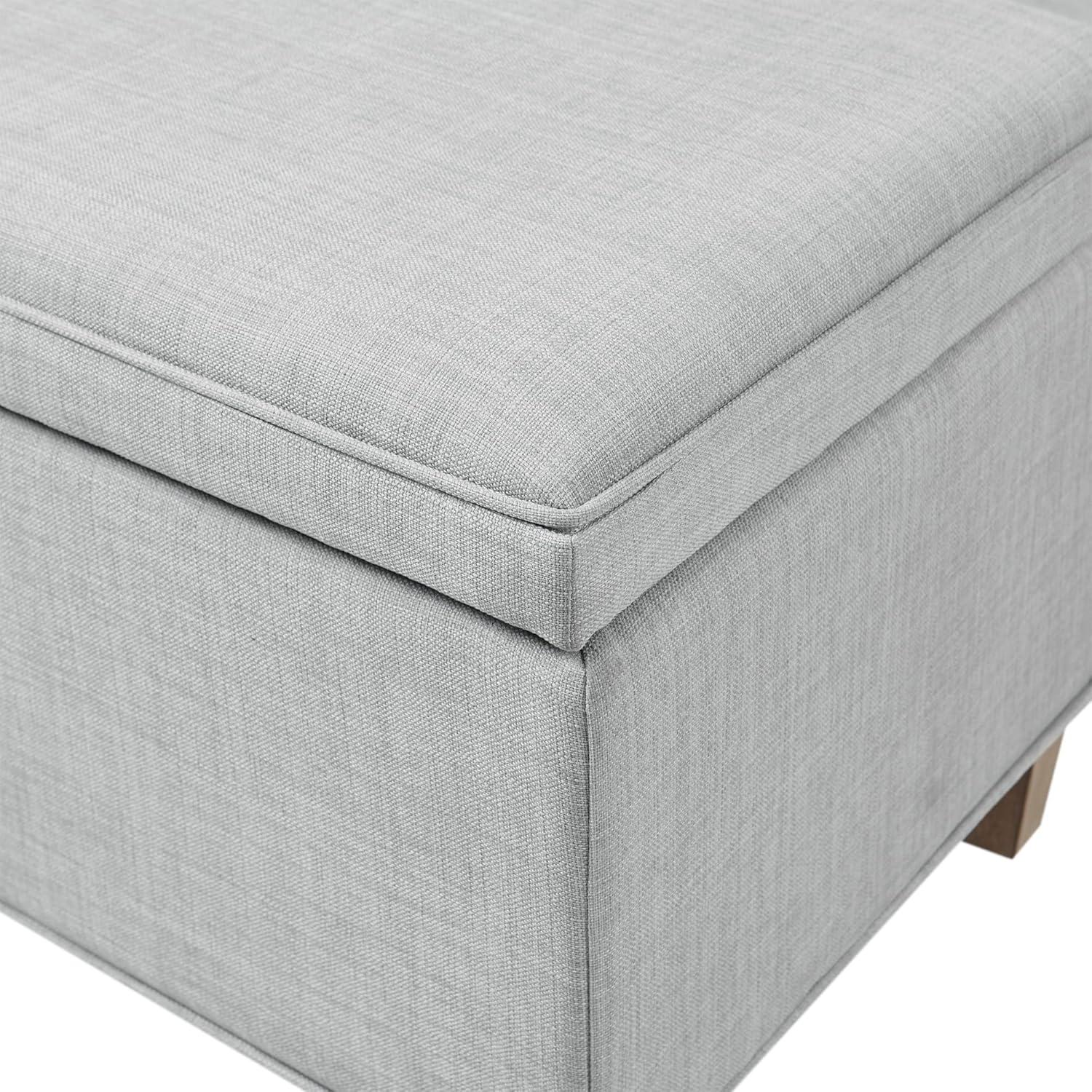 imageMartha Stewart Caymus Rectangular Storage Ottoman Bench Upholstered Textured Fabric Soft Hinge Pipped Edges with Solid Wood Legs Accent Furniture for Bedroom Dcor Easy to Assemble  Light Grey