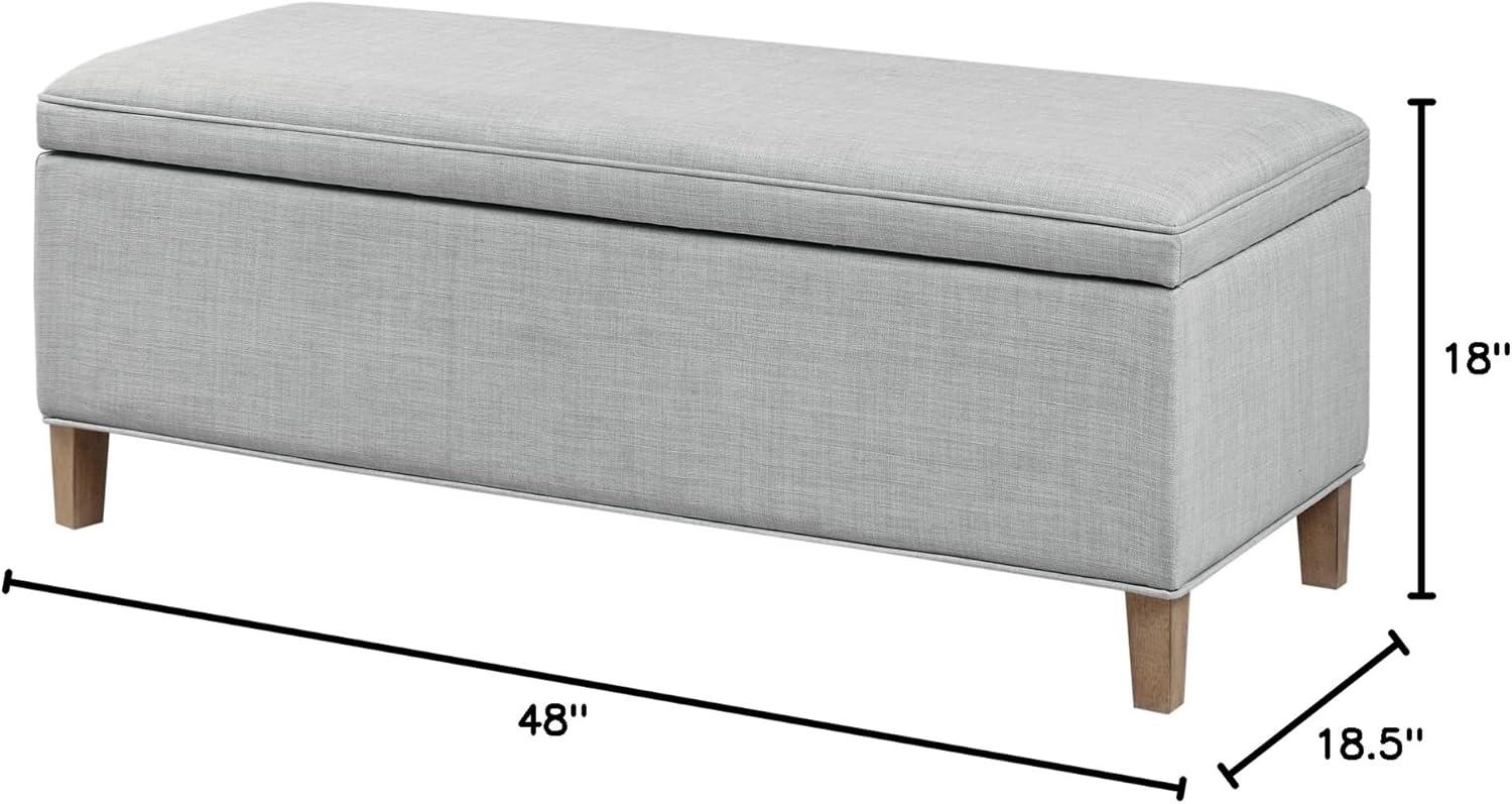 imageMartha Stewart Caymus Rectangular Storage Ottoman Bench Upholstered Textured Fabric Soft Hinge Pipped Edges with Solid Wood Legs Accent Furniture for Bedroom Dcor Easy to Assemble  Light Grey