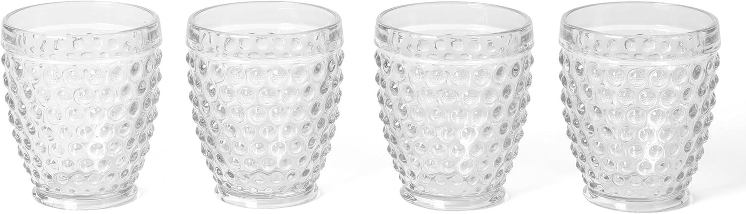 imageMartha Stewart Chauncey 4Pack Hobnail Glass Tumblers 143 oz  Handmade Pink Drinking Glasses Vintage Textured Water Cups for Everyday Use or EntertainingClear Hobnail