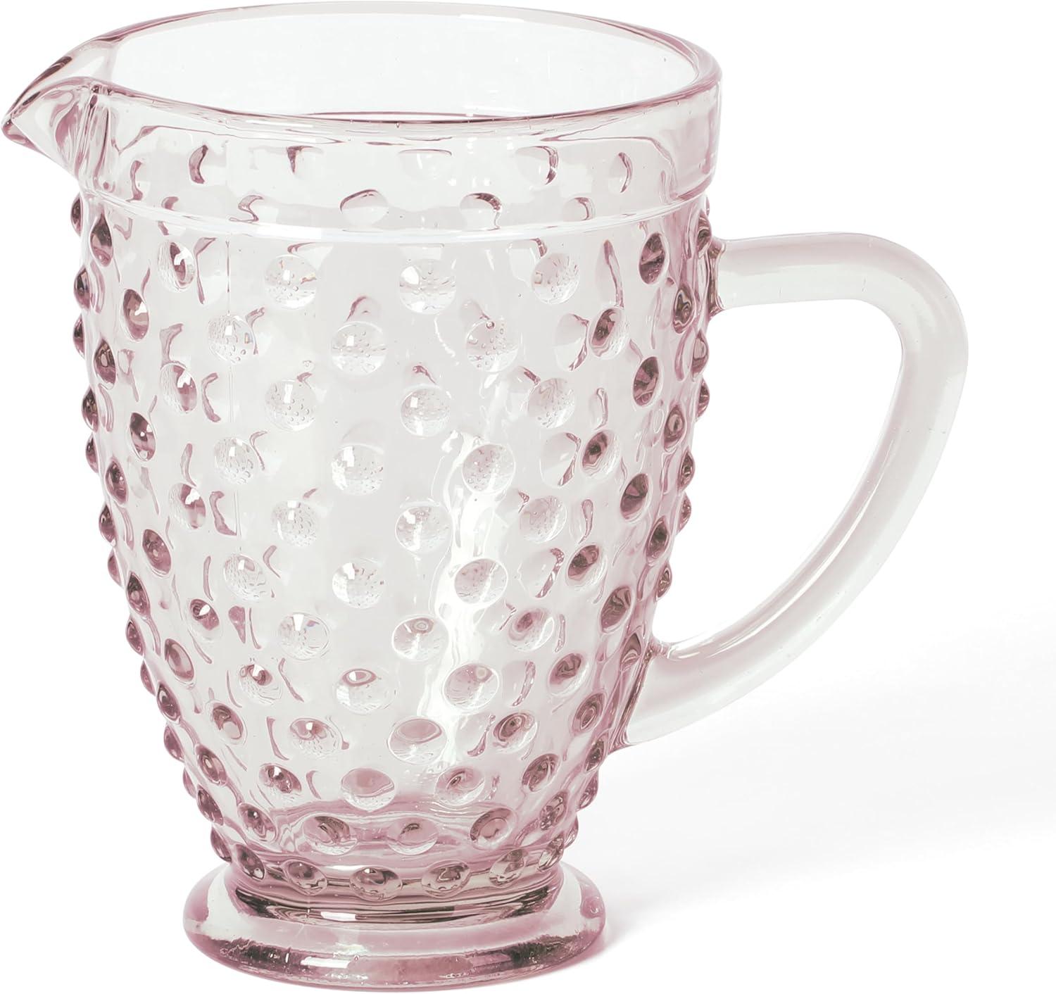 imageMartha Stewart Chauncey 4Pack Hobnail Glass Tumblers 143 oz Handmade Pink Drinking Glasses Vintage Textured Water Cups for Everyday Use or EntertainingPink Hobnail