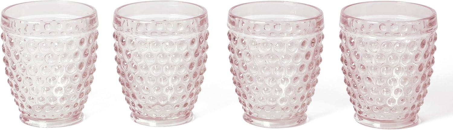 imageMartha Stewart Chauncey 4Pack Hobnail Glass Tumblers 143 oz Handmade Pink Drinking Glasses Vintage Textured Water Cups for Everyday Use or EntertainingPink Hobnail
