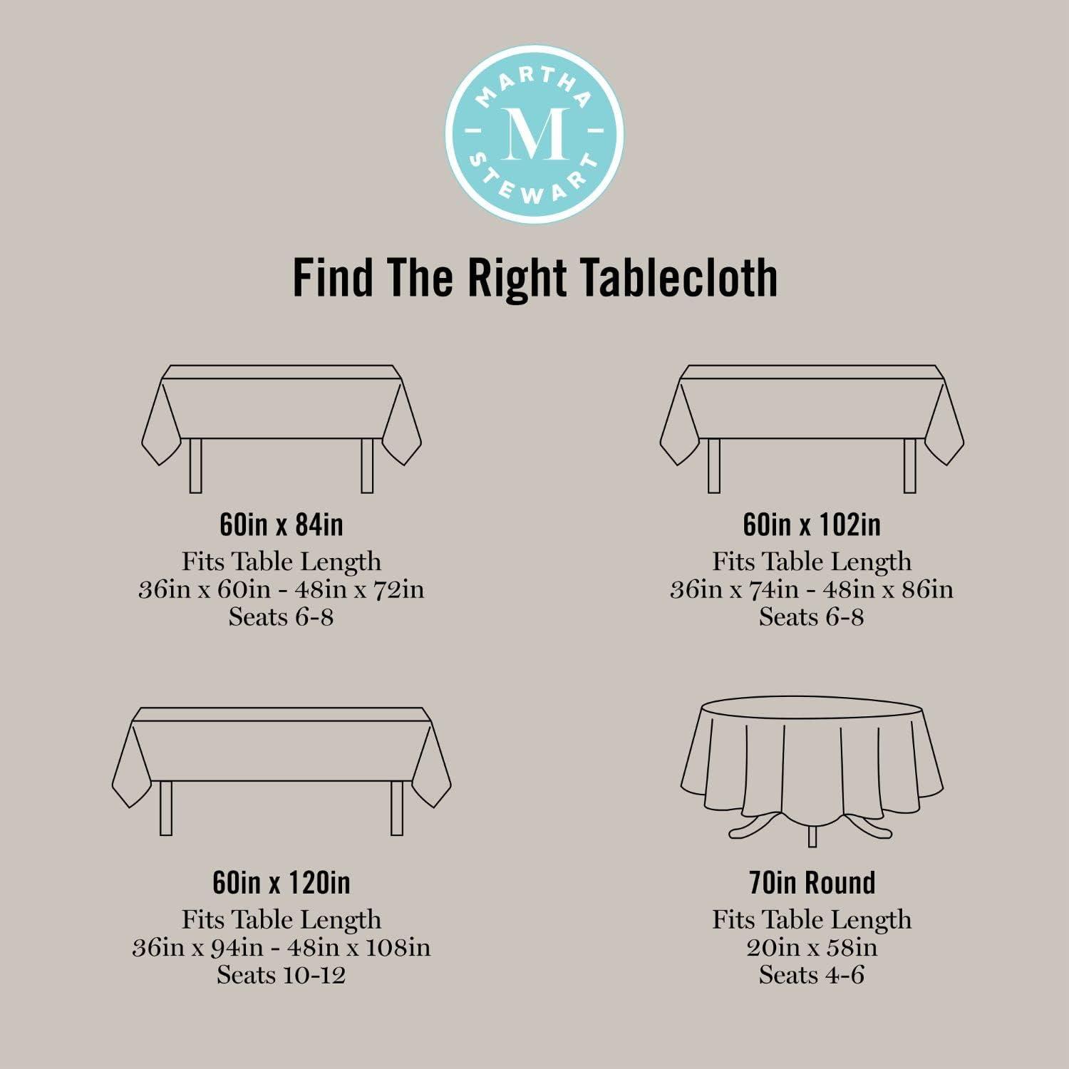 imageMartha Stewart Daisy Stripe Tablecloth Single Pack BeigeBrown 60quotx84quotBlue