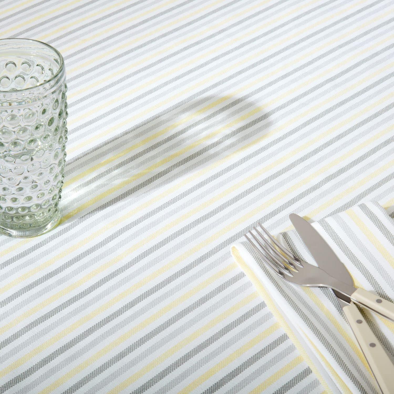 imageMartha Stewart Daisy Stripe Tablecloth Single Pack BeigeBrown 60quotx84quotGreyYellow