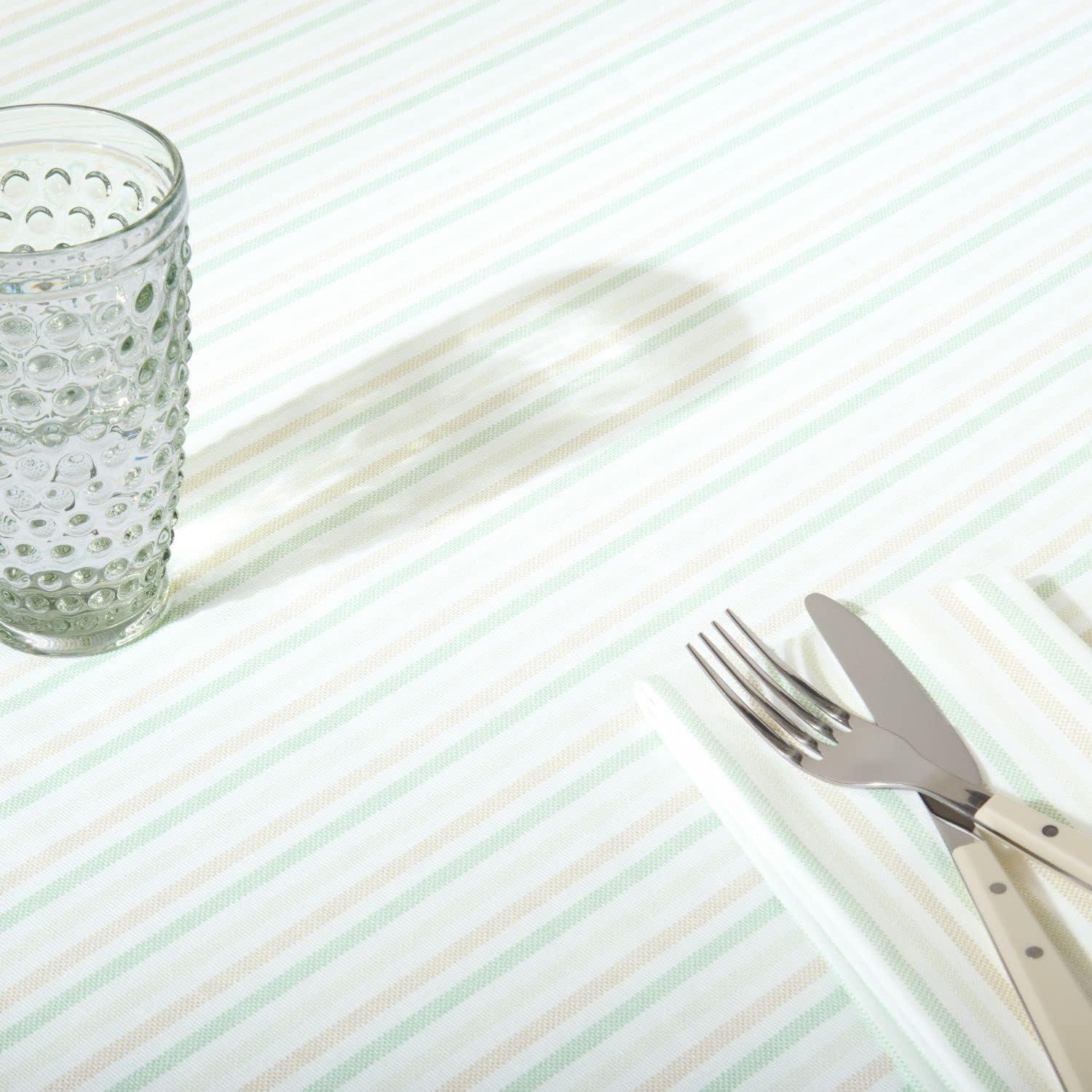 imageMartha Stewart Daisy Stripe Tablecloth Single Pack BeigeBrown 60quotx84quotMint