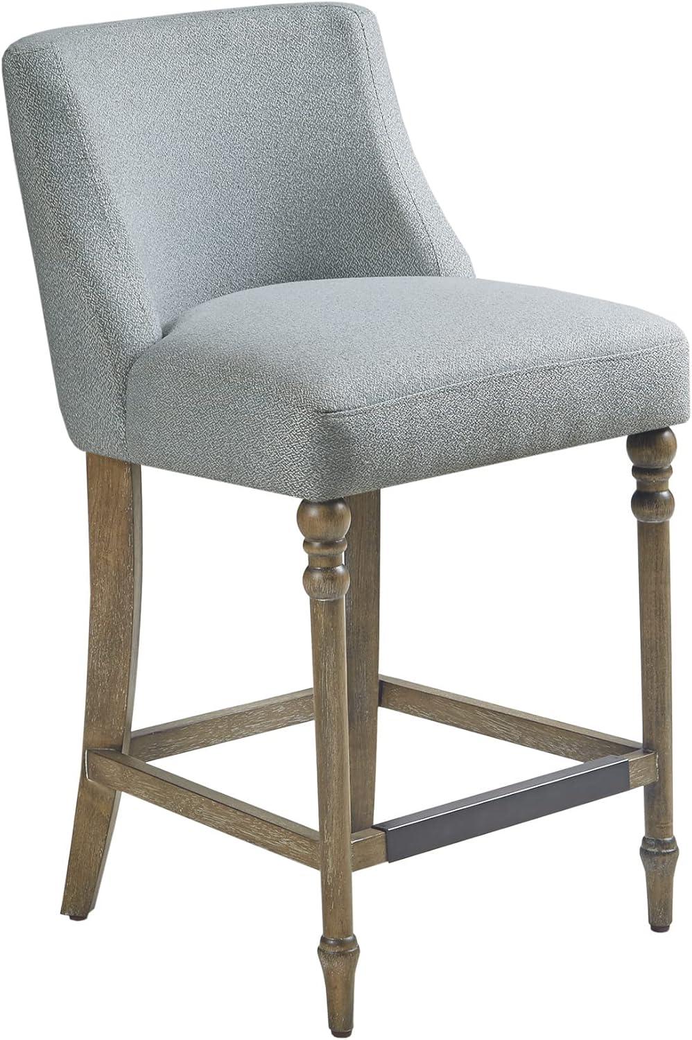 imageMartha Stewart Delaney Upholstered MidCentury Modern Counter Stool with Turn Legs Footrest and Kickplate for Kitchen Island Chairs Dining Room Furniture Home Bar BlueDelaney