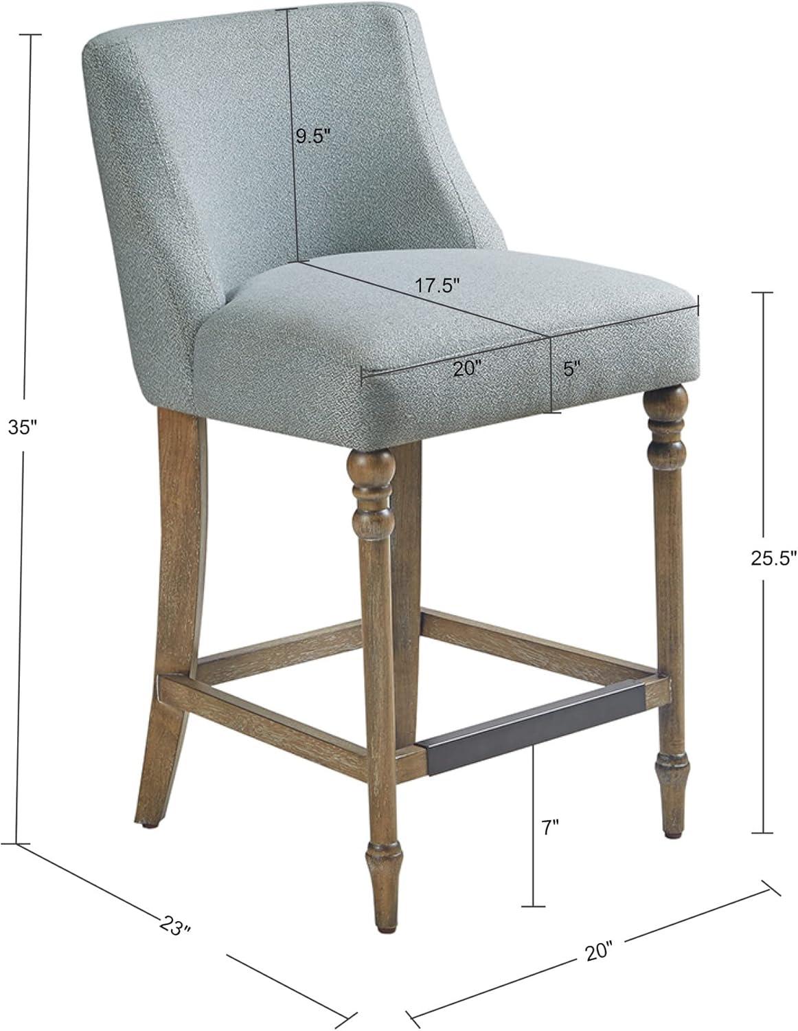 imageMartha Stewart Delaney Upholstered MidCentury Modern Counter Stool with Turn Legs Footrest and Kickplate for Kitchen Island Chairs Dining Room Furniture Home Bar BlueDelaney