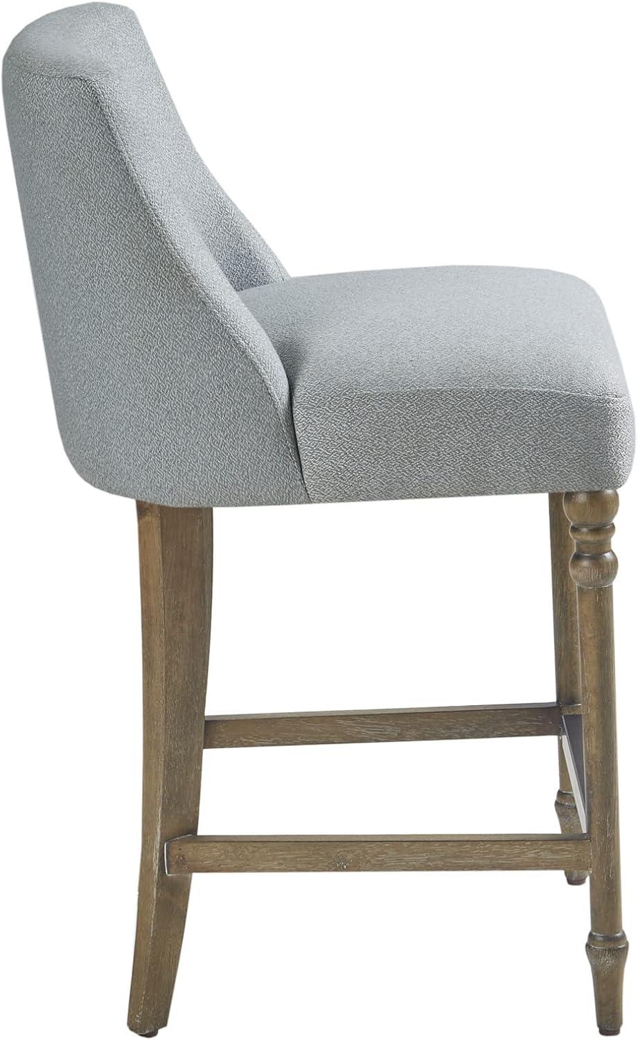 imageMartha Stewart Delaney Upholstered MidCentury Modern Counter Stool with Turn Legs Footrest and Kickplate for Kitchen Island Chairs Dining Room Furniture Home Bar BlueDelaney