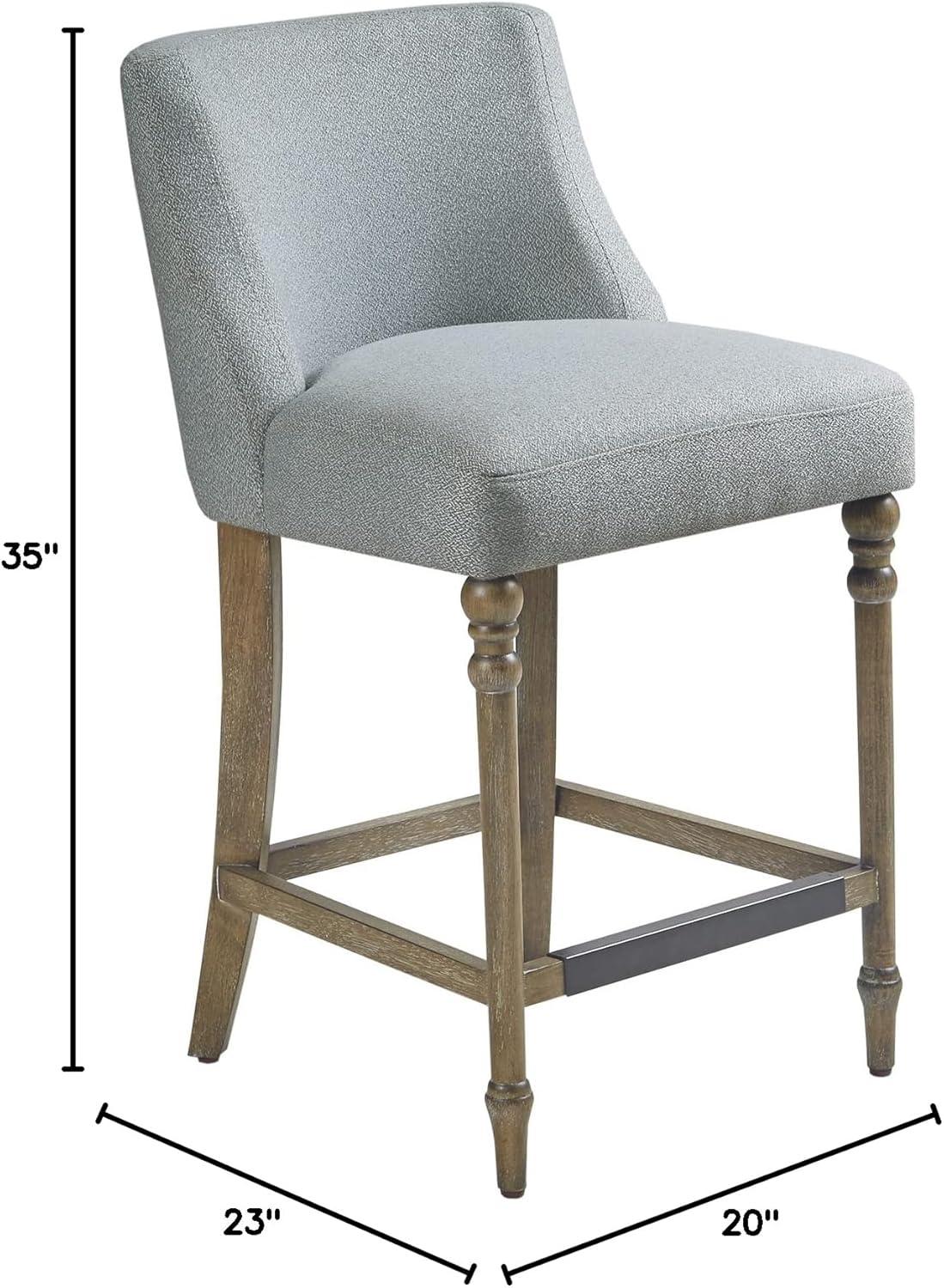 imageMartha Stewart Delaney Upholstered MidCentury Modern Counter Stool with Turn Legs Footrest and Kickplate for Kitchen Island Chairs Dining Room Furniture Home Bar BlueDelaney