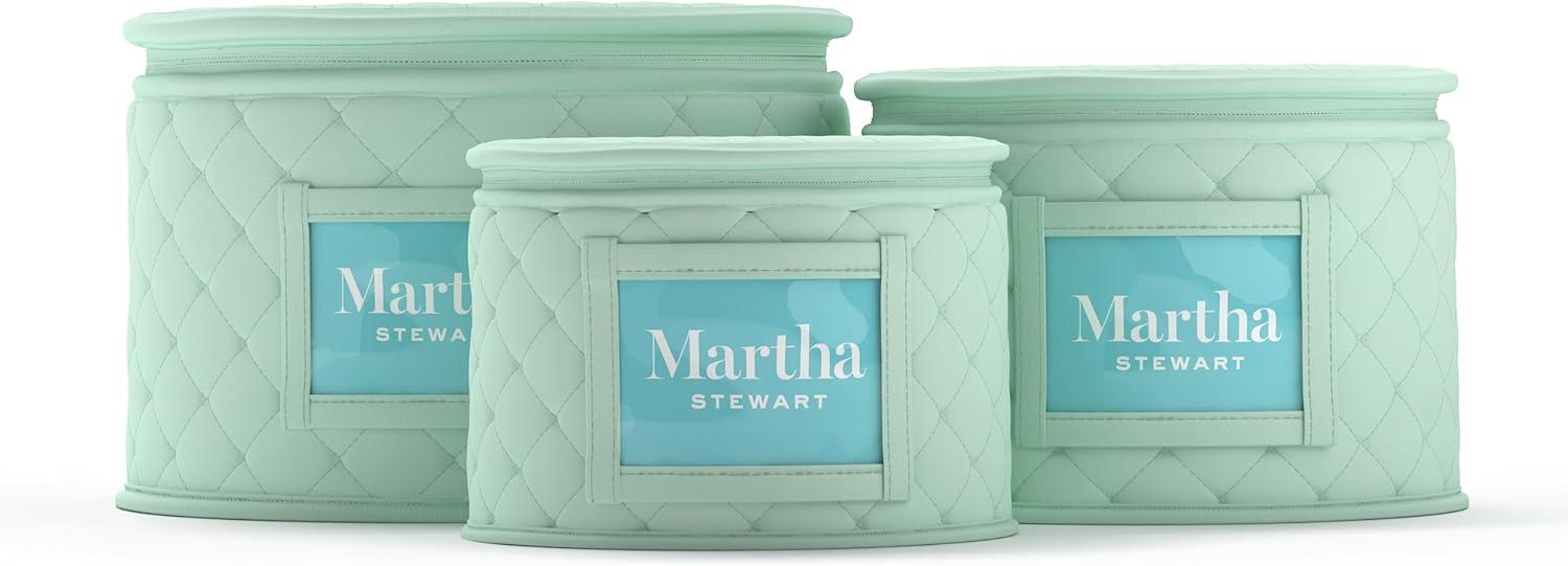 imageMartha Stewart Dinnerware Stemware Glassware Stackable Organizer Home Storage Container Case 3 Piece Dinnerware Set Organizer For Dessert Salad and Dinner Plates With Felt Dividers MintMint