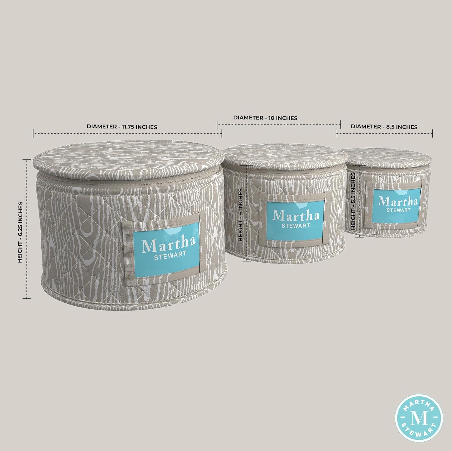 imageMartha Stewart Dinnerware Stemware Glassware Stackable Organizer Home Storage Container Case 3 Piece Dinnerware Set Organizer For Dessert Salad and Dinner Plates With Felt Dividers MintSkyland Faux Bois