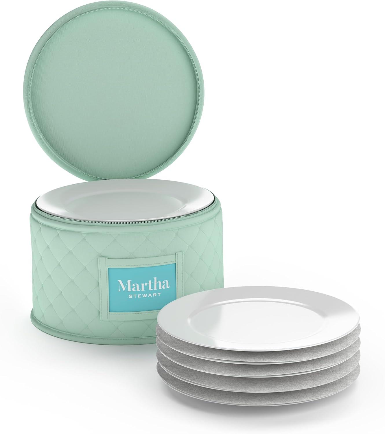 imageMartha Stewart Dinnerware Stemware Glassware Stackable Organizer Home Storage Container Case 3 Piece Dinnerware Set Organizer For Dessert Salad and Dinner Plates With Felt Dividers MintMint