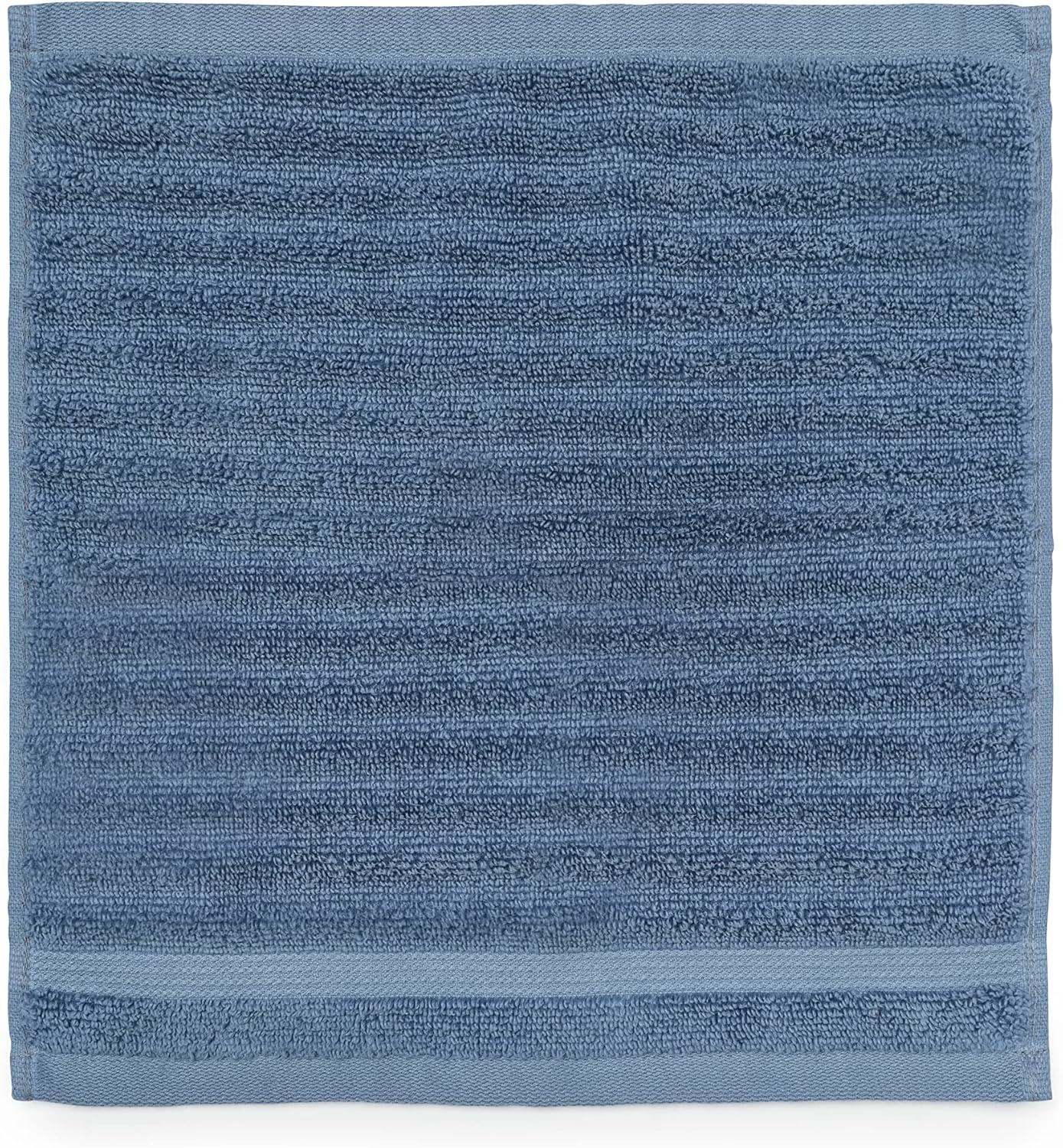 imageMartha Stewart Egyptian Cotton Bath Towels Set  6 Piece 2 Bath Towels  2 Hand Towels  2 Washcloths Absorbent Bathroom Towels Bathroom Essentials ButterTextured Blue