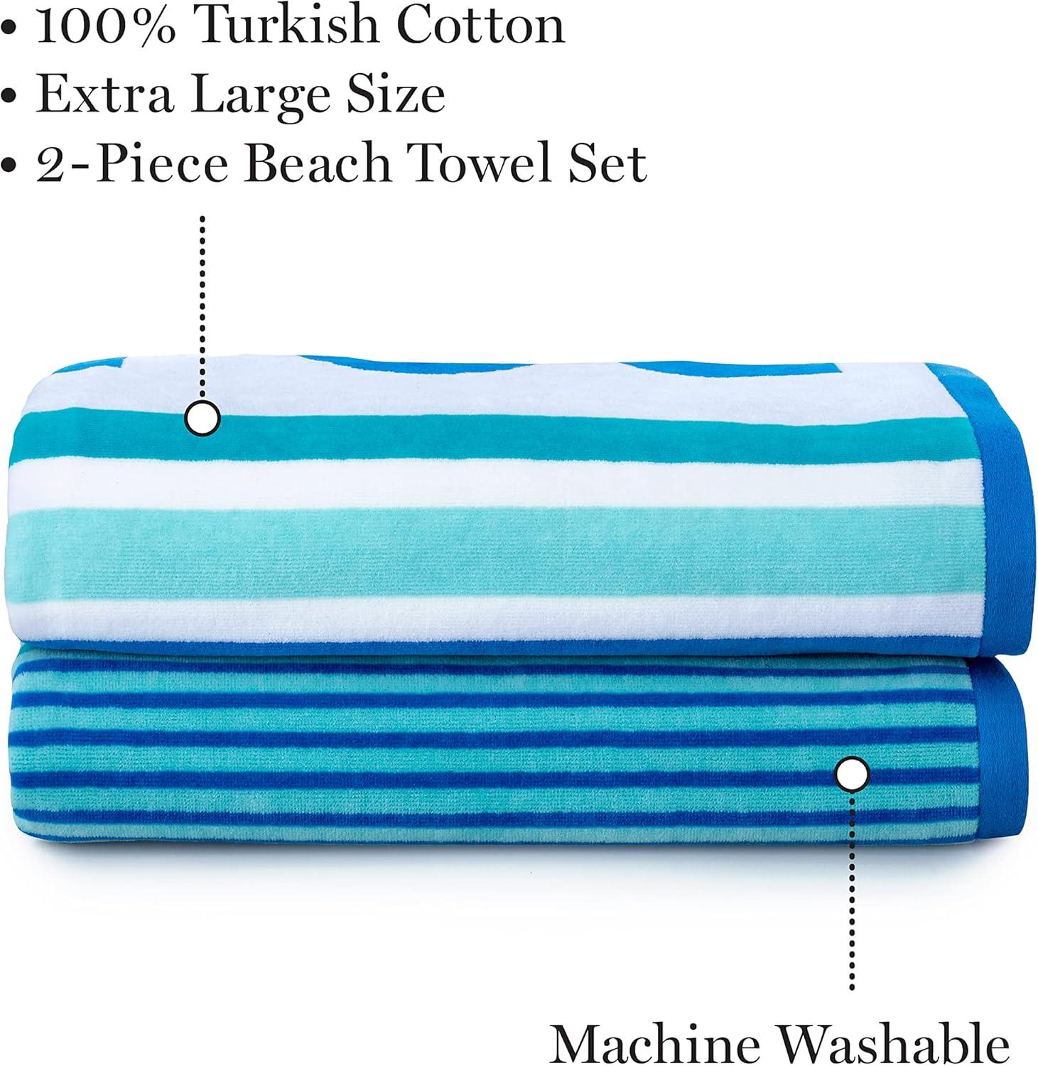 imageMartha Stewart Egyptian Cotton Bath Towels Set  6 Piece 2 Bath Towels  2 Hand Towels  2 Washcloths Absorbent Bathroom Towels Bathroom Essentials ButterBlue  White