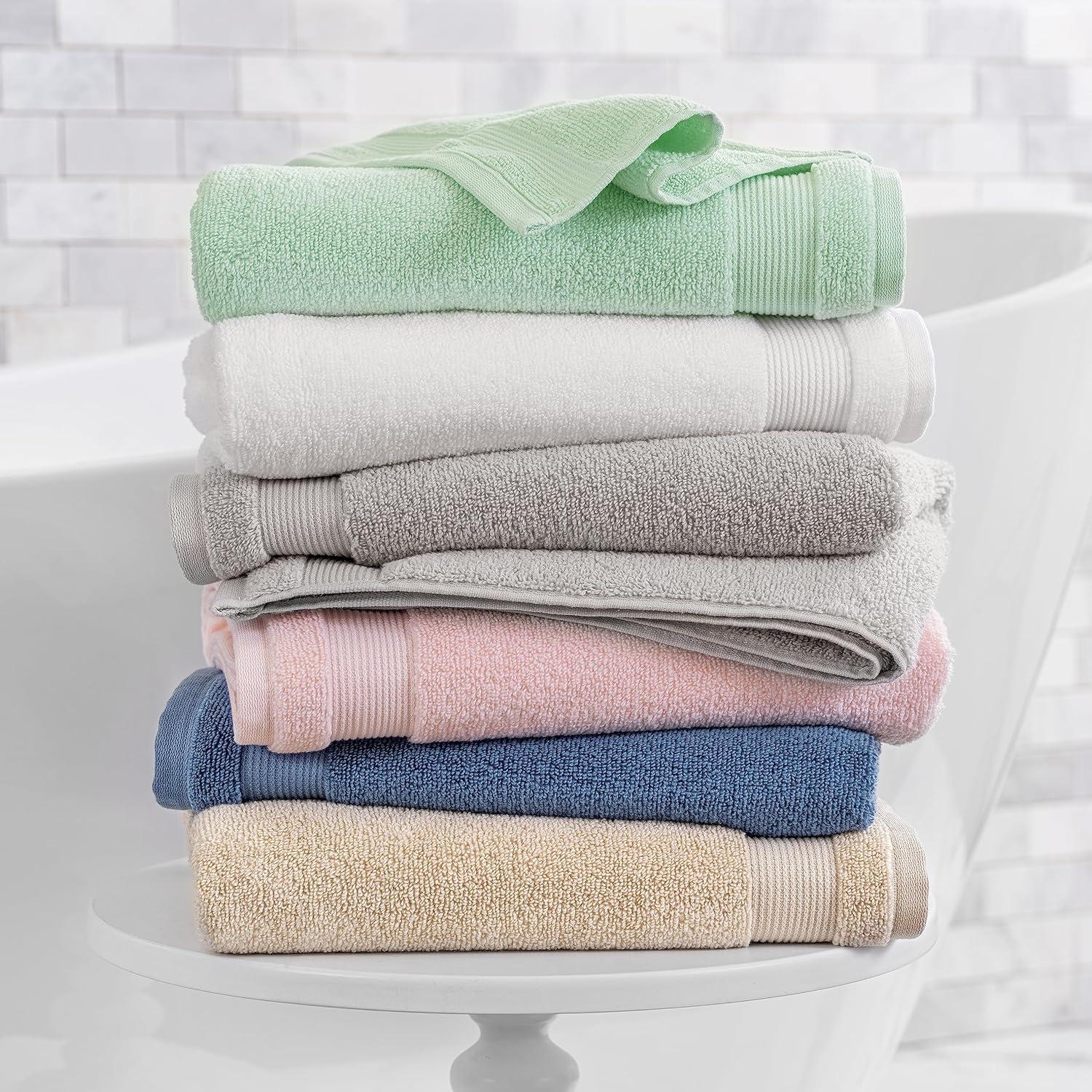 imageMartha Stewart Egyptian Cotton Bath Towels Set  6 Piece 2 Bath Towels  2 Hand Towels  2 Washcloths Absorbent Bathroom Towels Bathroom Essentials ButterLight Gray