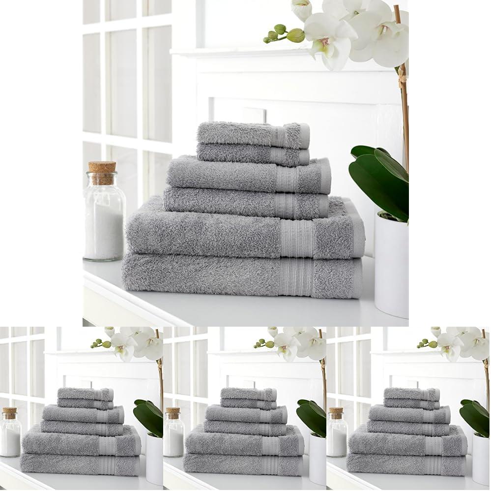 imageMartha Stewart Egyptian Cotton Bath Towels Set  6 Piece 2 Bath Towels  2 Hand Towels  2 Washcloths Absorbent Bathroom Towels Bathroom Essentials ButterDark Gray