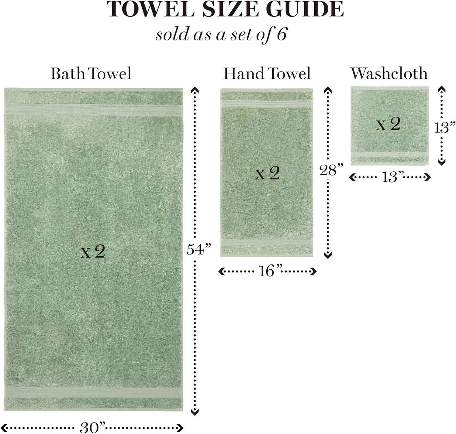 imageMartha Stewart Egyptian Cotton Bath Towels Set  6 Piece 2 Bath Towels  2 Hand Towels  2 Washcloths Absorbent Bathroom Towels Bathroom Essentials ButterSage