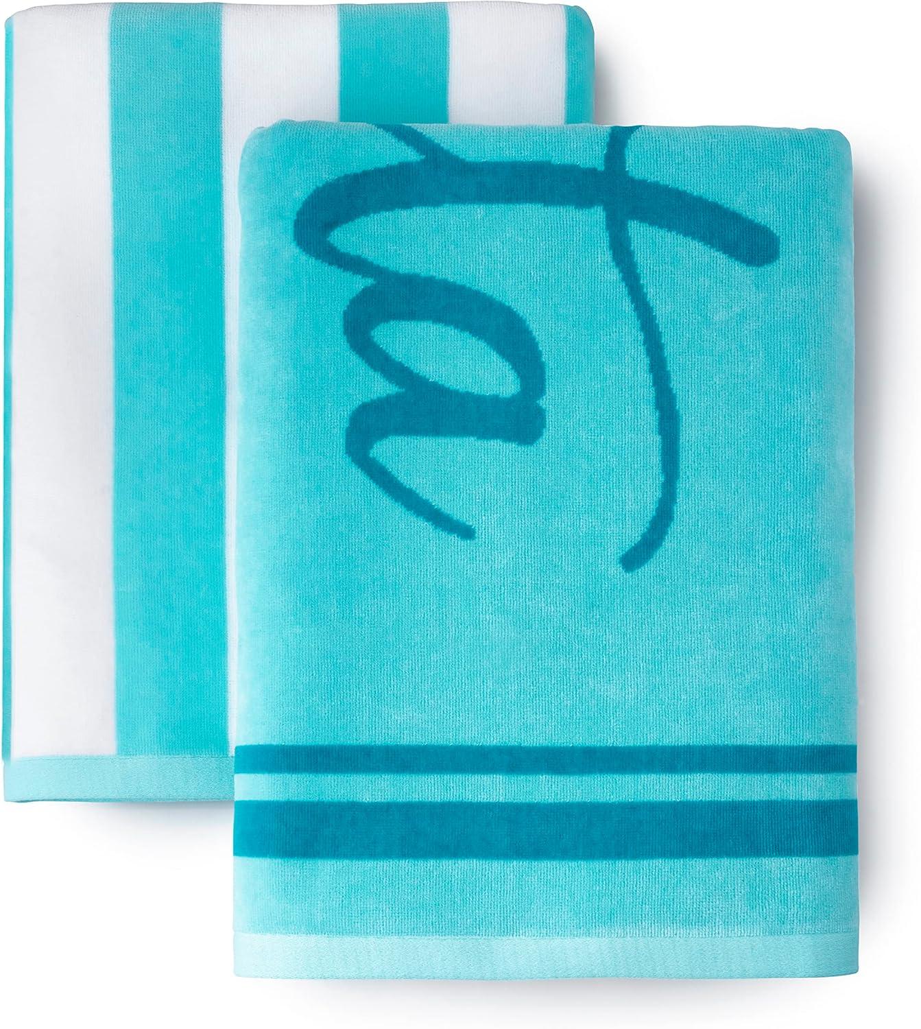 imageMartha Stewart Egyptian Cotton Bath Towels Set  6 Piece 2 Bath Towels  2 Hand Towels  2 Washcloths Absorbent Bathroom Towels Bathroom Essentials ButterAqua Blue