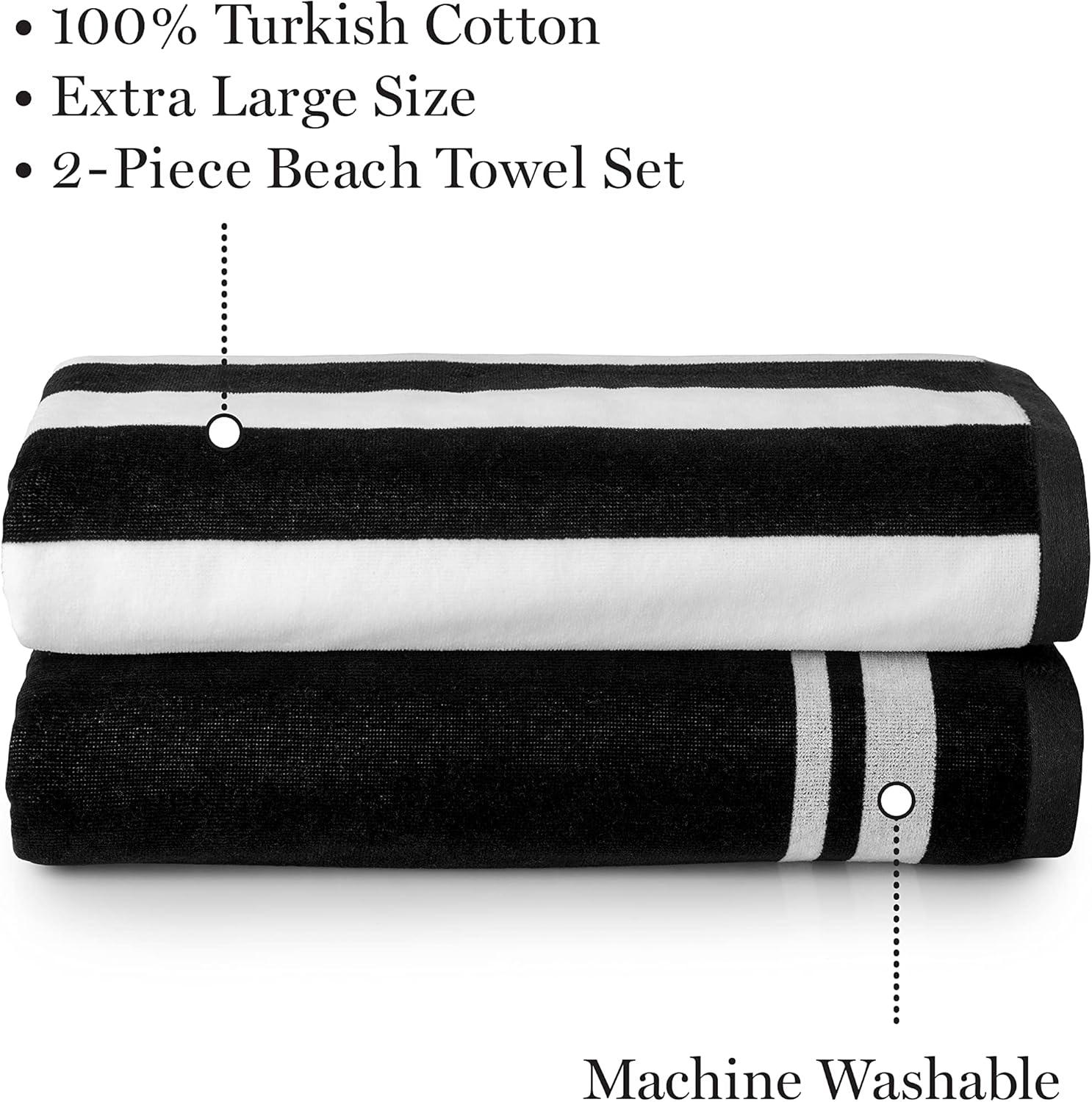 imageMartha Stewart Egyptian Cotton Bath Towels Set  6 Piece 2 Bath Towels  2 Hand Towels  2 Washcloths Absorbent Bathroom Towels Bathroom Essentials ButterX Black  White
