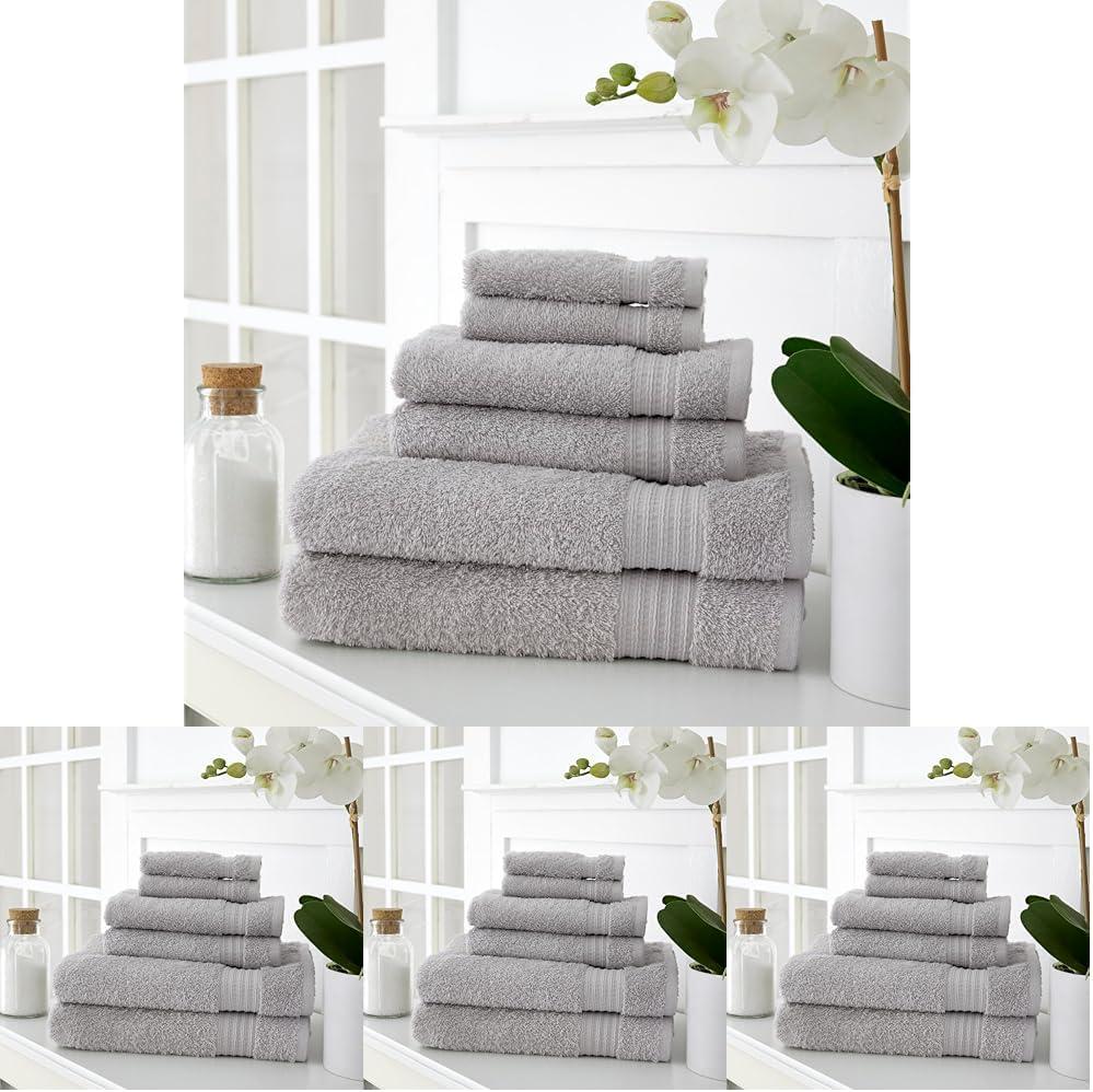 imageMartha Stewart Egyptian Cotton Bath Towels Set  6 Piece 2 Bath Towels  2 Hand Towels  2 Washcloths Absorbent Bathroom Towels Bathroom Essentials ButterSilver