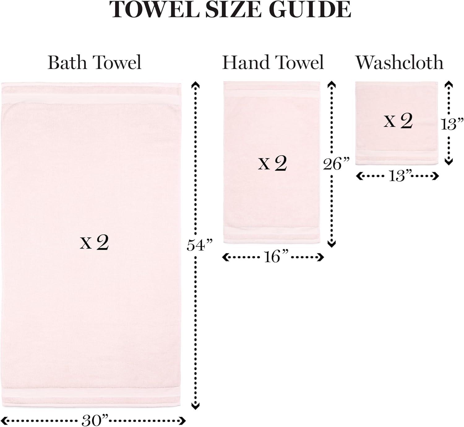 imageMartha Stewart Egyptian Cotton Bath Towels Set  6 Piece 2 Bath Towels  2 Hand Towels  2 Washcloths Absorbent Bathroom Towels Bathroom Essentials ButterX Blush Pink