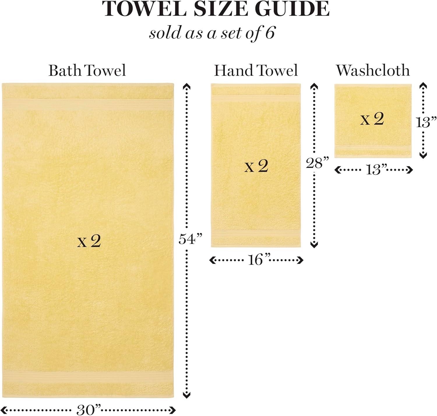 imageMartha Stewart Egyptian Cotton Bath Towels Set  6 Piece 2 Bath Towels  2 Hand Towels  2 Washcloths Absorbent Bathroom Towels Bathroom Essentials ButterButter