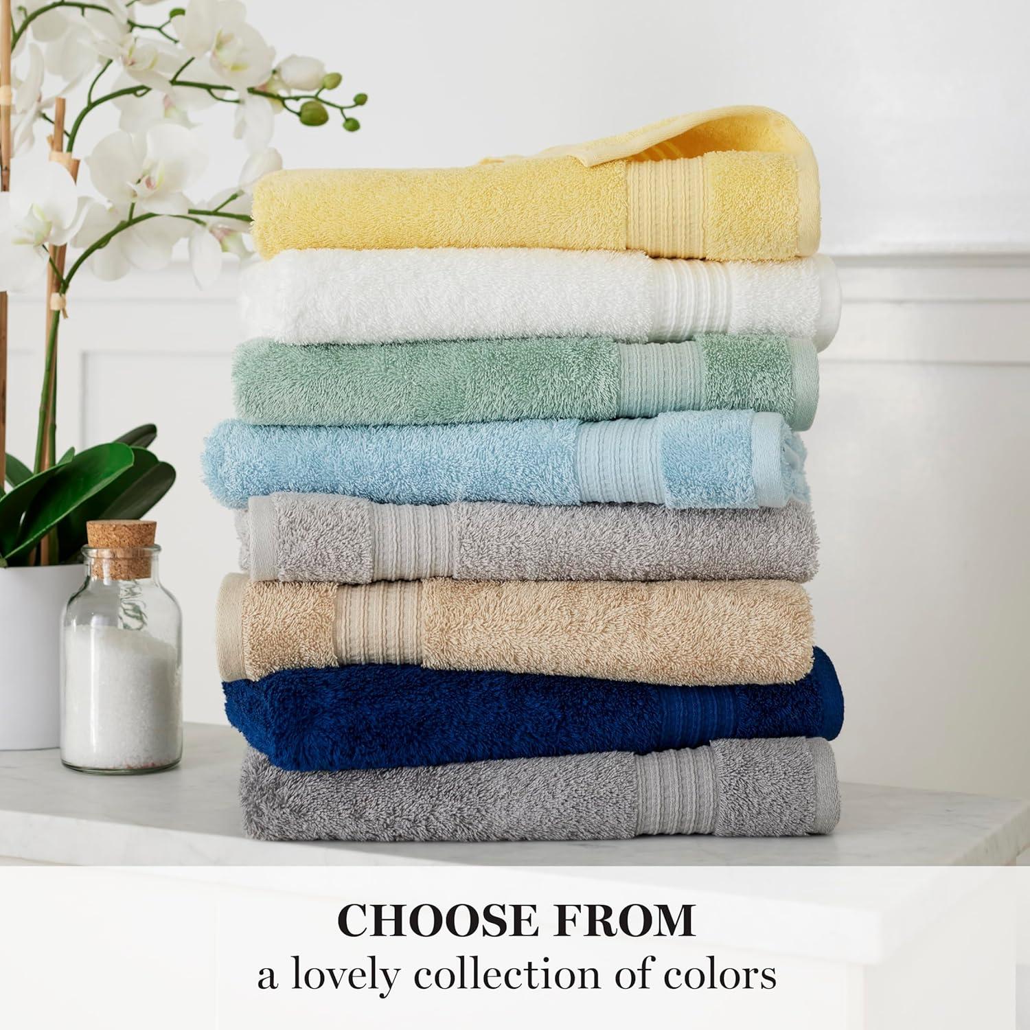 imageMartha Stewart Egyptian Cotton Bath Towels Set  6 Piece 2 Bath Towels  2 Hand Towels  2 Washcloths Absorbent Bathroom Towels Bathroom Essentials ButterButter
