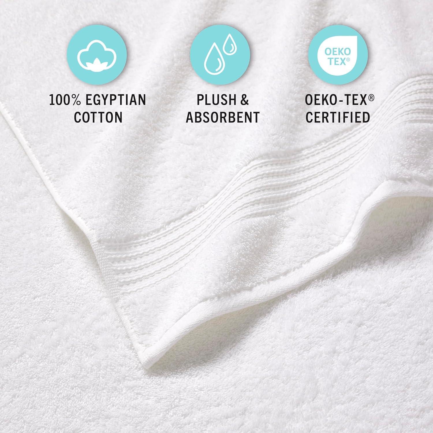 imageMartha Stewart Egyptian Cotton Bath Towels Set  6 Piece 2 Bath Towels  2 Hand Towels  2 Washcloths Absorbent Bathroom Towels Bathroom Essentials ButterNew White