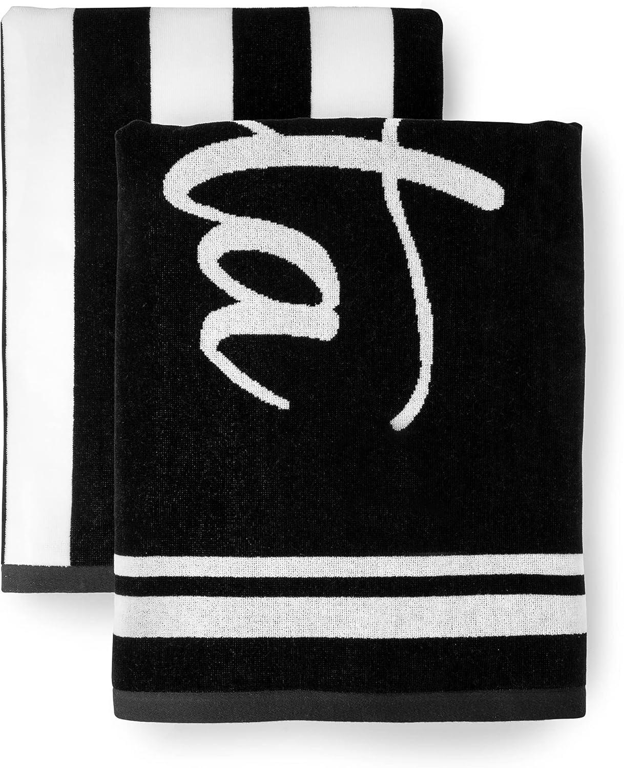 imageMartha Stewart Egyptian Cotton Bath Towels Set  6 Piece 2 Bath Towels  2 Hand Towels  2 Washcloths Absorbent Bathroom Towels Bathroom Essentials ButterX Black  White