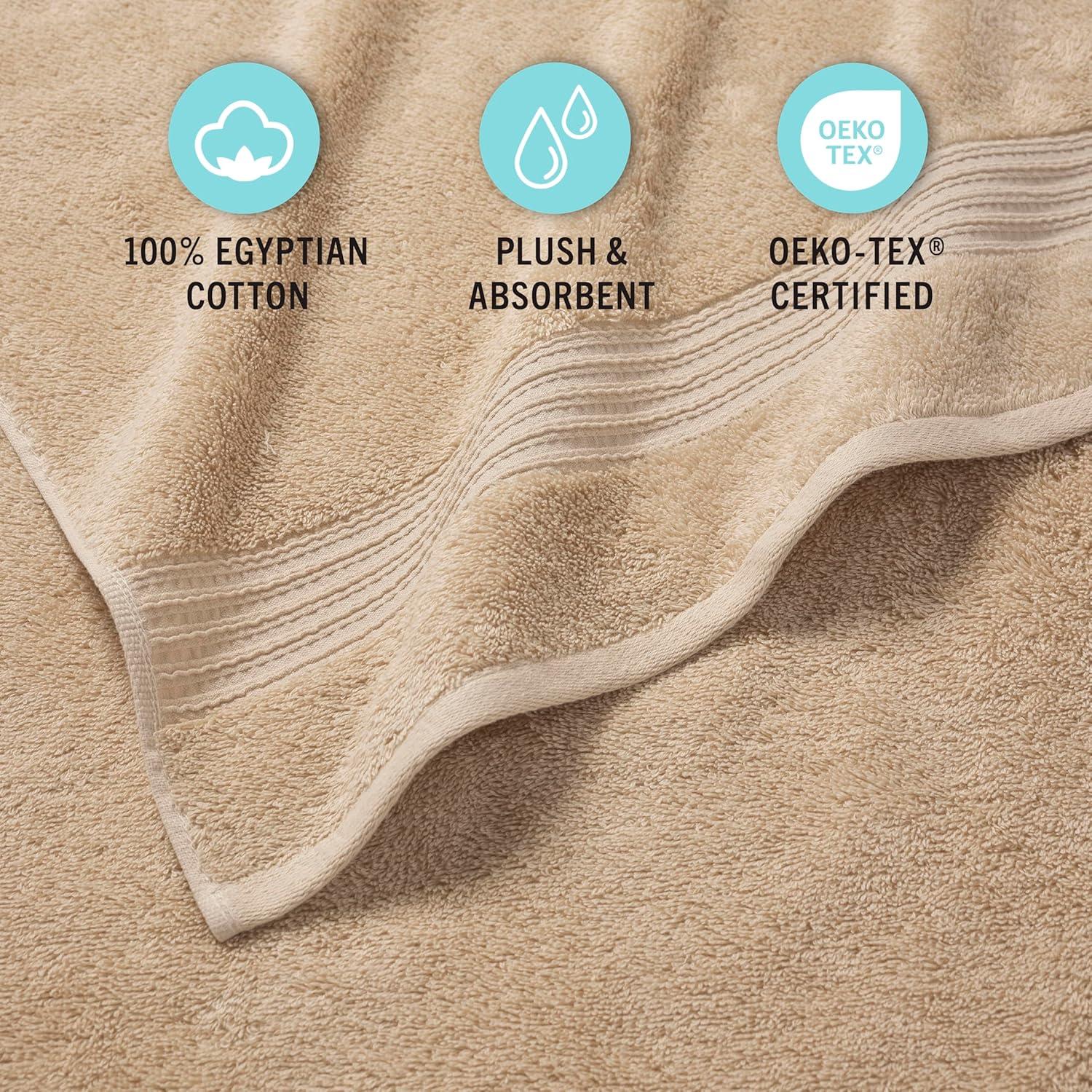 imageMartha Stewart Egyptian Cotton Bath Towels Set  6 Piece 2 Bath Towels  2 Hand Towels  2 Washcloths Absorbent Bathroom Towels Bathroom Essentials ButterOyster