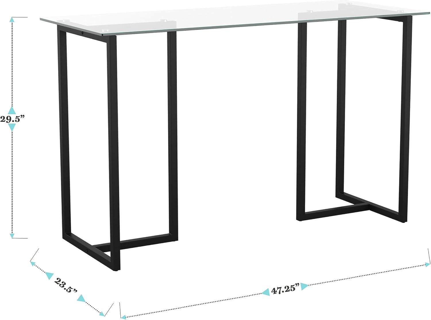 imageMartha Stewart Eli Home Office Desk with Glass Top and Steel Frame Polished BrassClear TopOil Rubbed Bronze Frame
