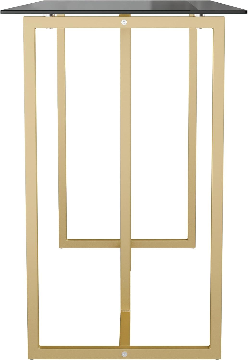 imageMartha Stewart Eli Home Office Desk with Glass Top and Steel Frame Polished BrassClear TopPolished Brass Frame