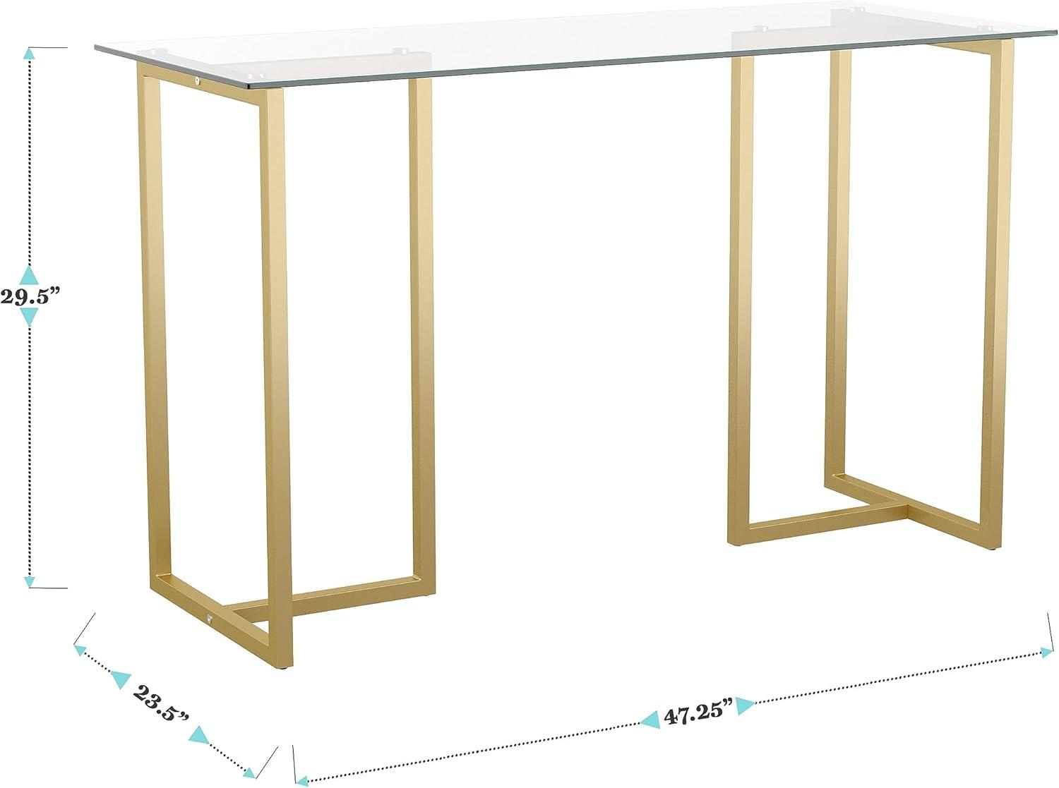 imageMartha Stewart Eli Home Office Desk with Glass Top and Steel Frame Polished BrassClear TopPolished Brass Frame
