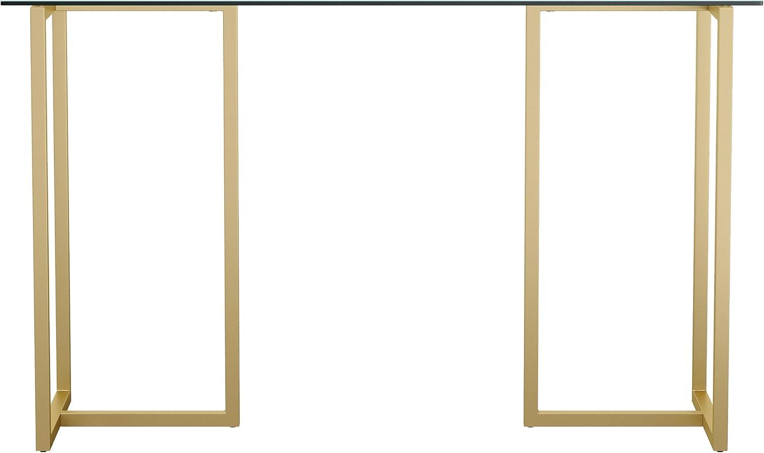 imageMartha Stewart Eli Home Office Desk with Glass Top and Steel Frame Polished BrassClear TopPolished Brass Frame