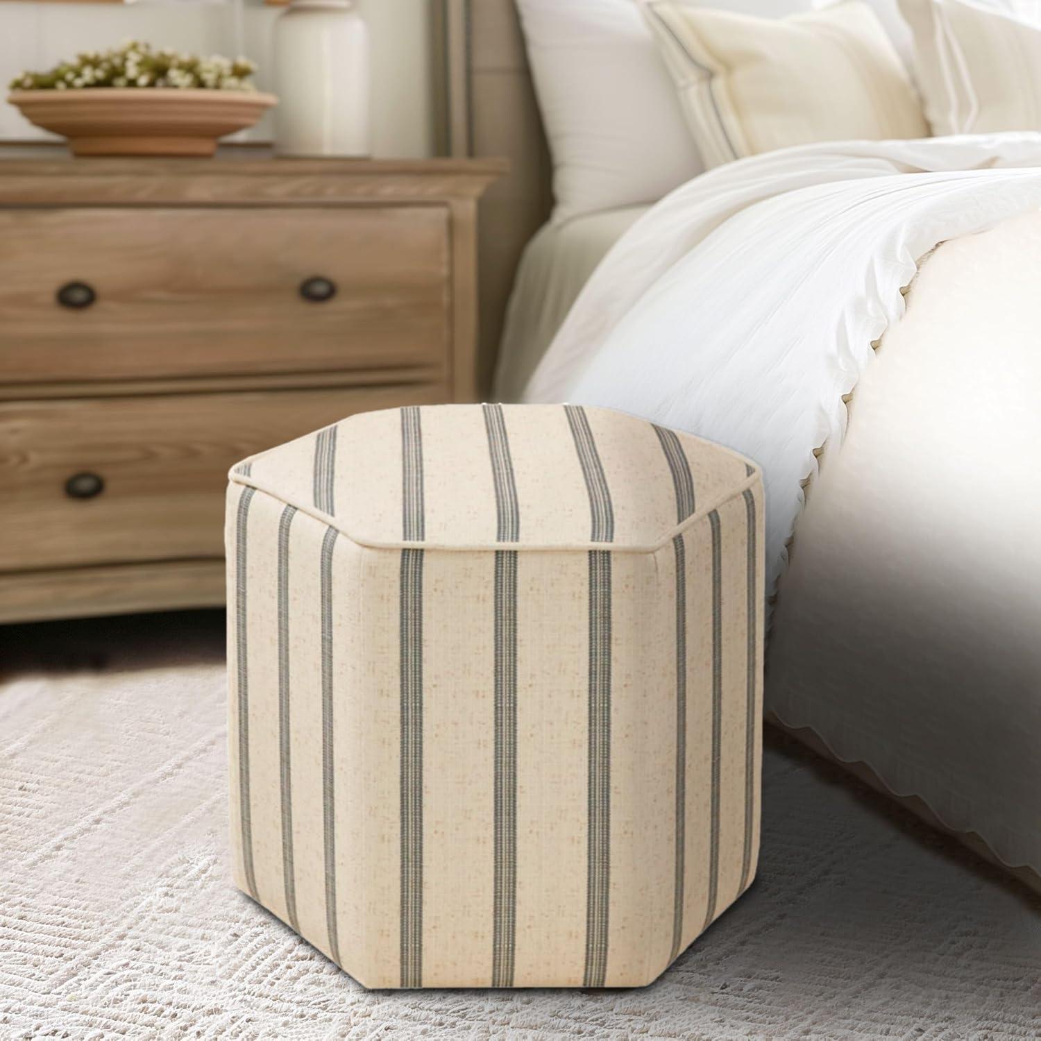 imageMartha Stewart Ellen Accent Ottoman  Solid Wood Frame Soft Fabric Hexagonal Small Stool Chair  Modern Foam Padded Top Footstool Living Room Furniture Natural 18quot W x 18quot D x 16quot H NaturalNatural